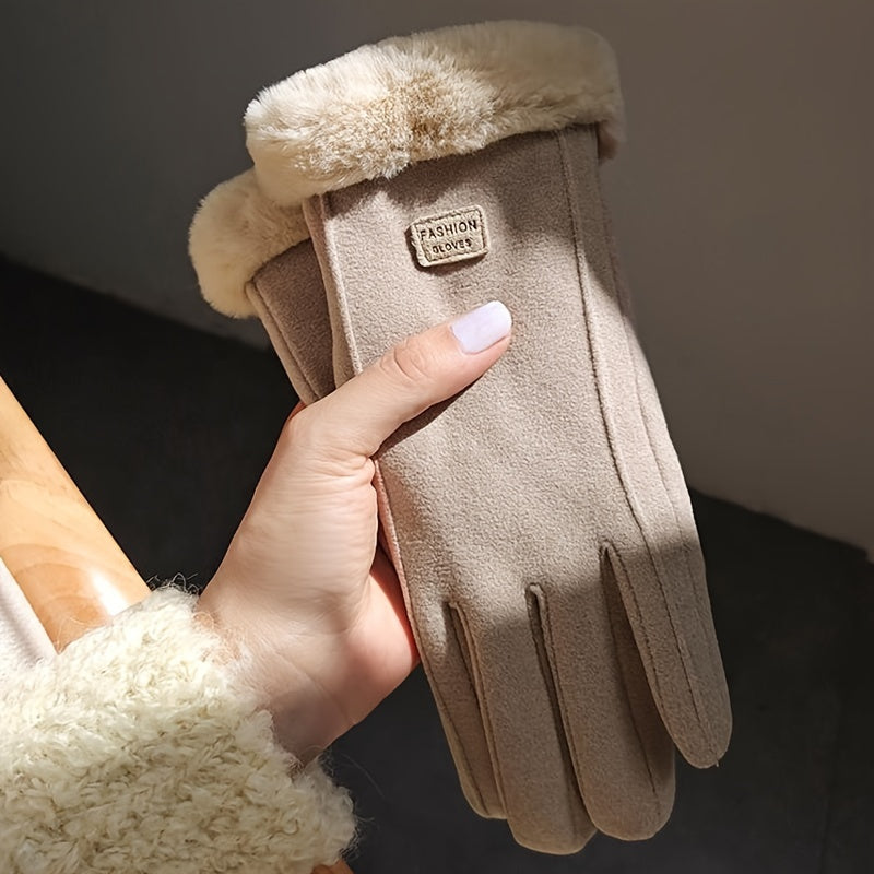 1 pair of all finger warm bicycle gloves - windproof,, stylish Women's winter gloves - hand wash only, perfect for autumn and winter seasons, the perfect gift for women